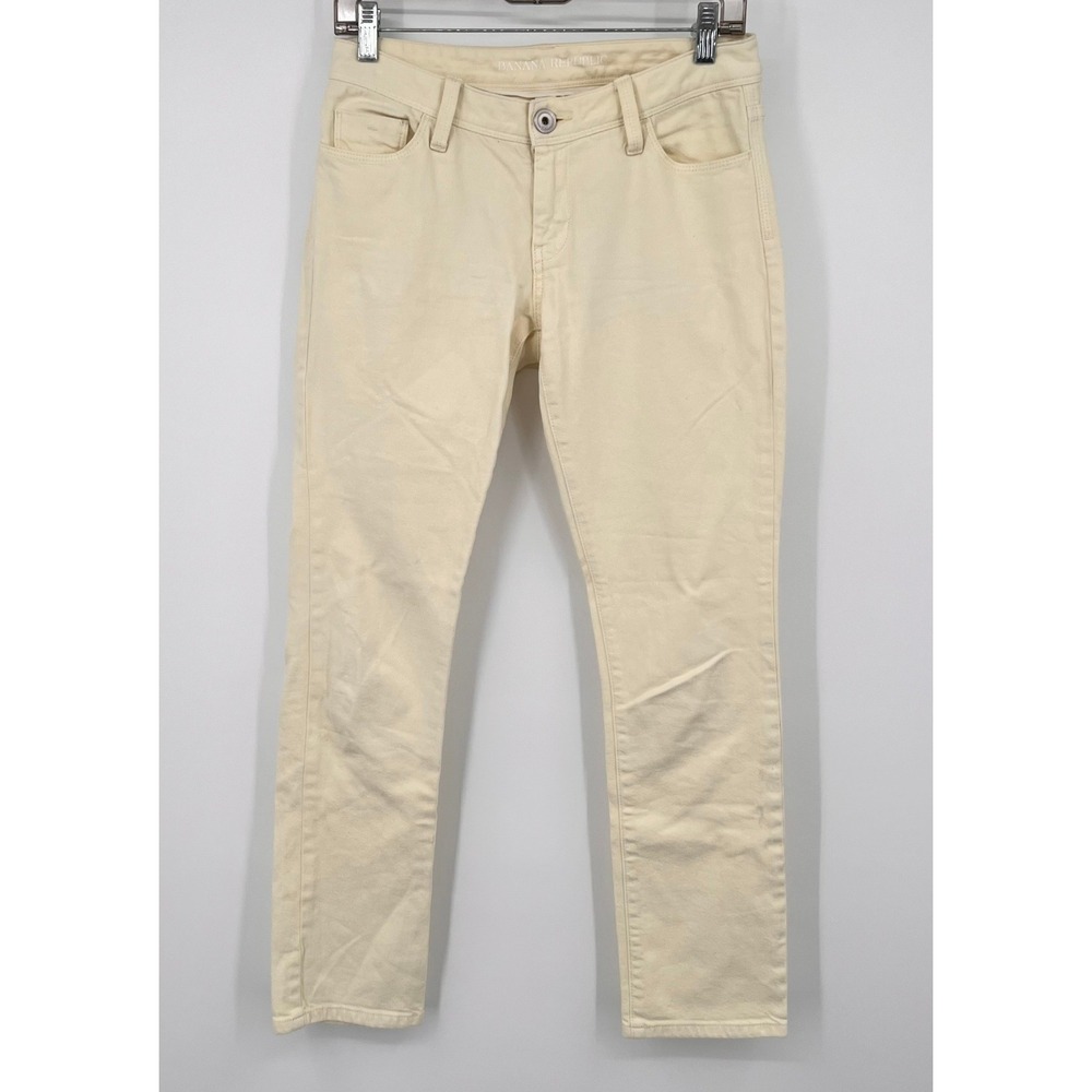 Banana Republic Womens Cream Off White Skinny Jeans Size 25 Cotton Stretch Denim